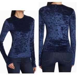 Frame Velvet Long Sleeve Top - Blu Scuro large $348